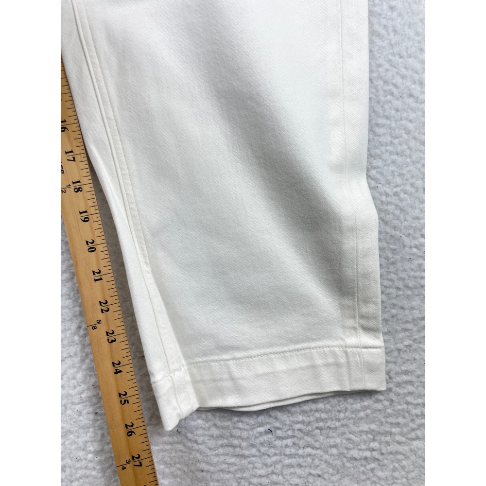 Everlane Straight Leg Crop Pants Women's Size 16 White Cotton Stretch Casual - Picture 4 of 9